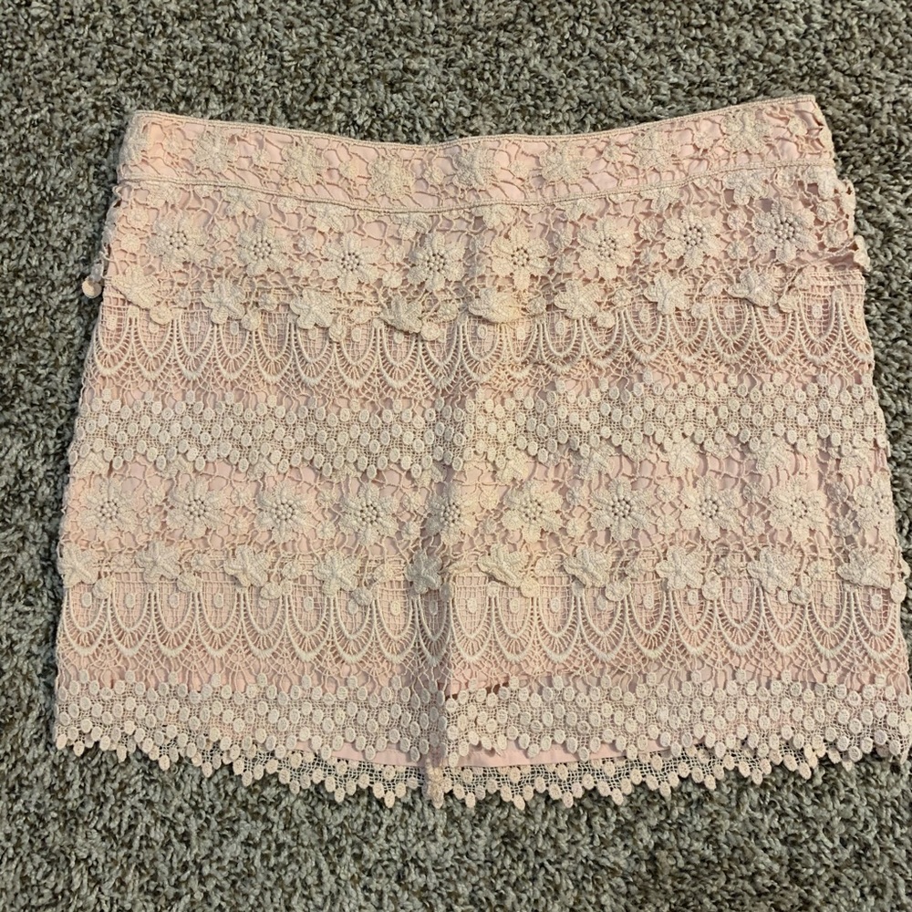 American eagle pink crochet skirt